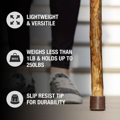 Brazos American Hardwood Walking Stick Handcrafted Hiking Support Made in USA