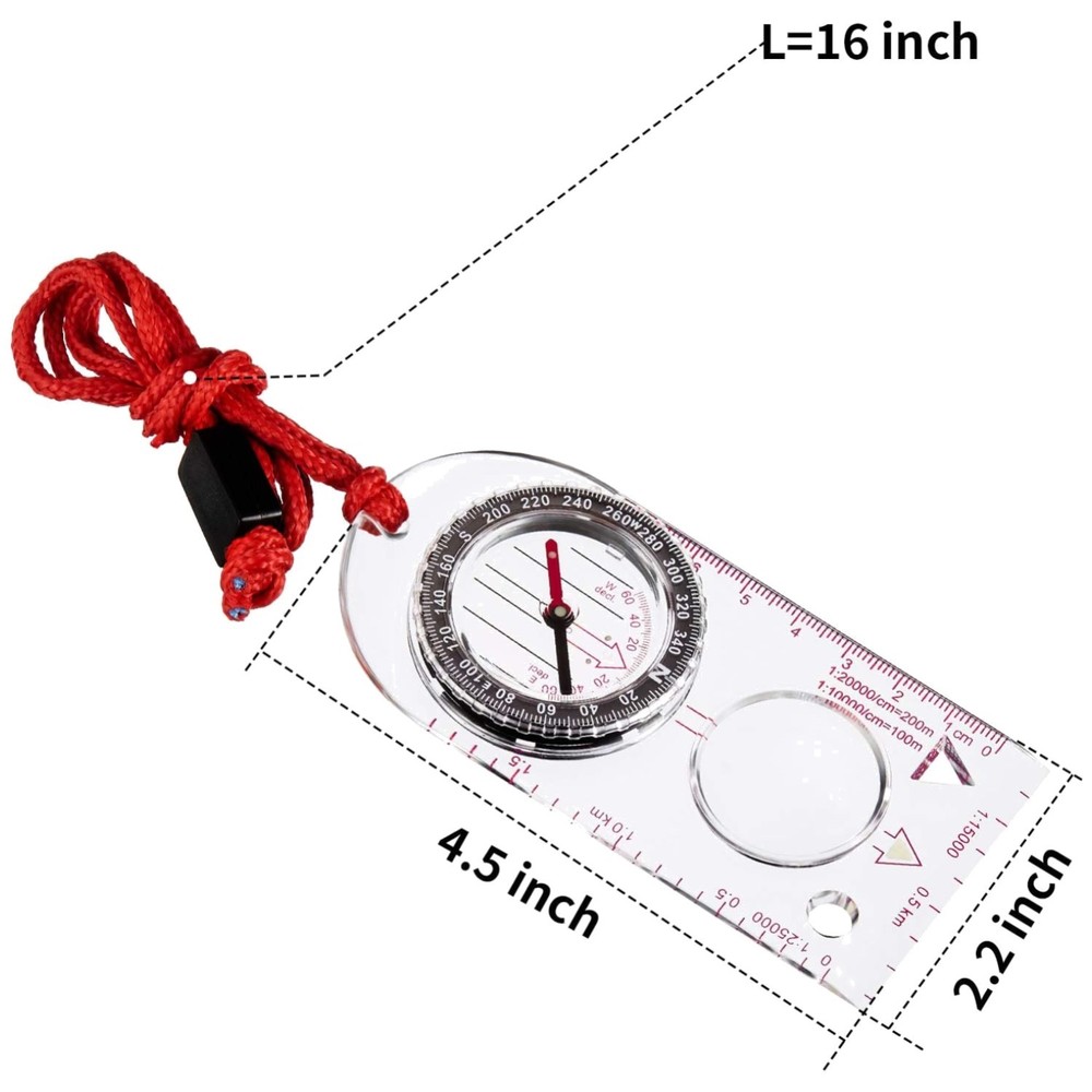 Portable Orienteering Compass Set x6 with Magnifier