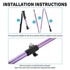 Purple Trekking Walking Hiking Poles or Sticks Aluminum Lightweight Collapsib…