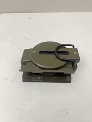 Vintage Lensatic Compass Green Metal Magnifying Lens and Sighting Compass