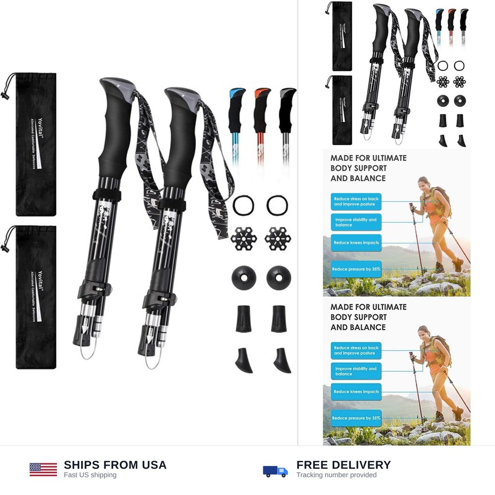 Trekking Poles Collapsible Hiking Poles – Lightweight Aircraft-Grade Aluminum…