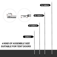 SANLIKE Tent Poles for Tarp, 6.6′ (Length only), – Set of 2 – 0.75” Dia