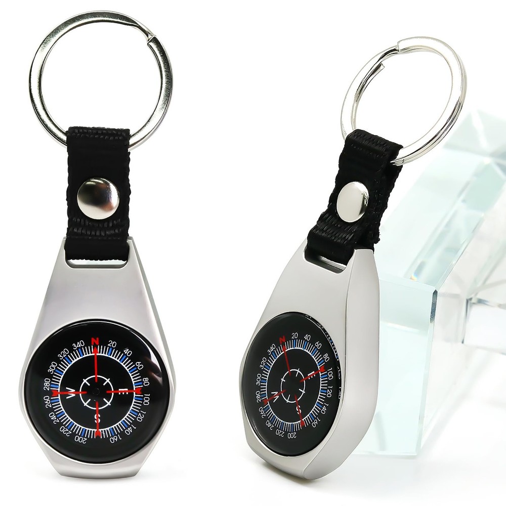 Keychain Pocket Compass Equipment 2 Pack Key Ring Military Survival Magnetic Min