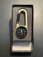 CARABINER W/ COMPASS, Liquid-Filled Aluminum Compact Lightweight – NEW