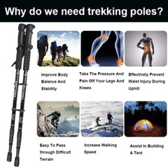 2PC Trekking Poles Nordic Walking Sticks Adjustable Anti-shock Hiking Alpenstock