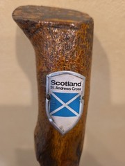 Old Scotland St. Andrews Cross Wood Hiking Walking Staff 51″ Vintage RARE EUC