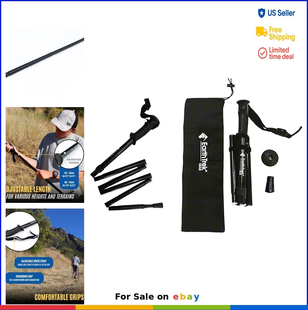 Folding Trekking Poles Adjustable 45-50 Inches Lightweight Aluminum Hiking