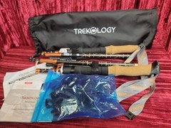 NOS TREKOLOGY Trek-Z Cork Grip Folding Lightweight Hiking Poles w BAG NEW