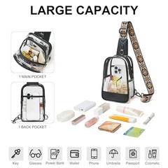 Clear Bag for Stadium Events Transparent Crossbody Bag 1-3 Two-toned Black