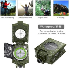 IP65 Compass Hiking Survival – Lensatic Sighting Compass for Camping Navigation,
