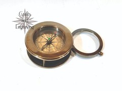 3″ Personalized nautical folding magnifier compass direction with leather box