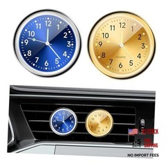 2PCS Stick on Dashboard Car Clock, Mini Luminous Automotive Vent Blue+golden
