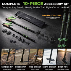 3K Carbon Fiber Trekking Poles (210G) – Pair of Ultralight Hiking Poles with Cor