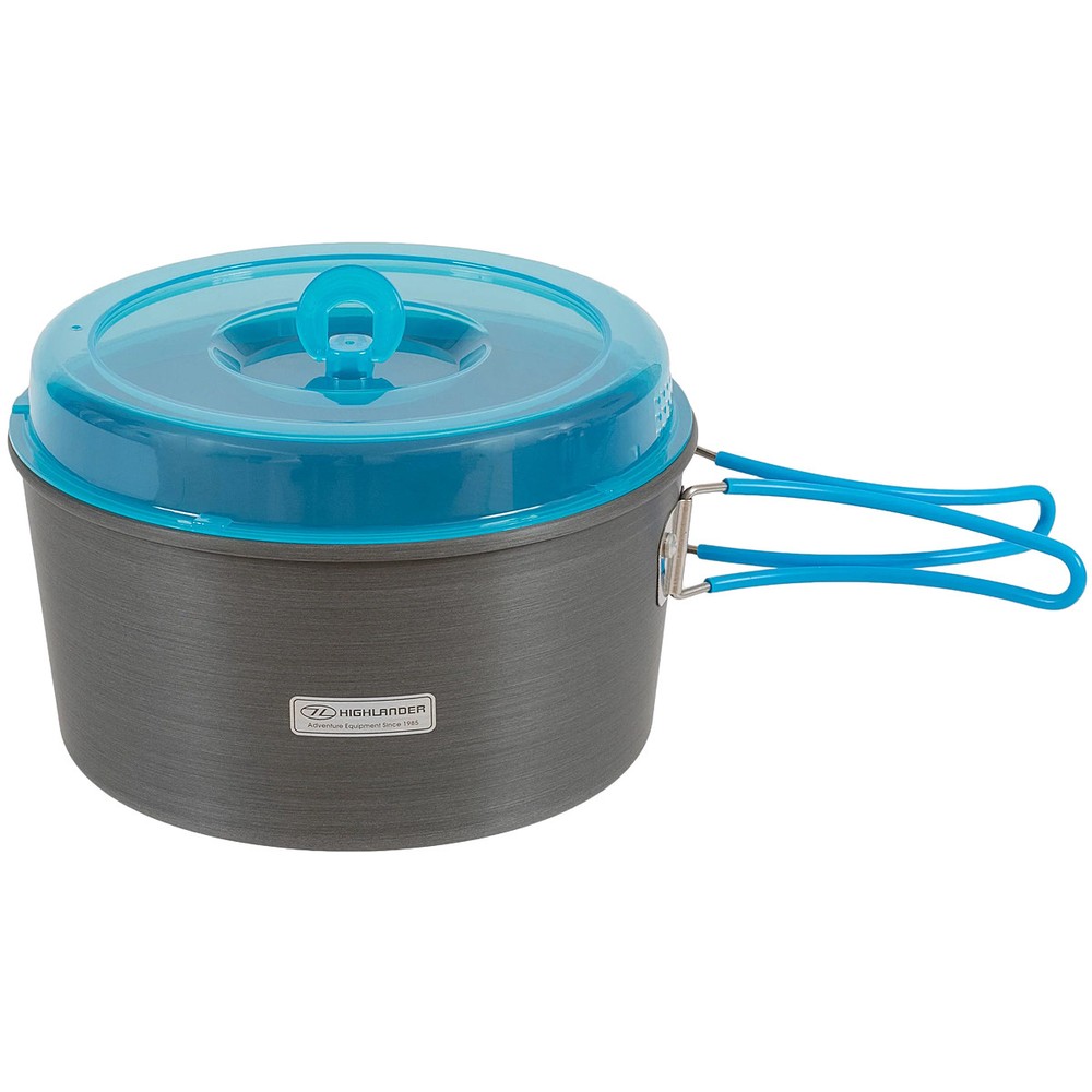 Highlander Camping Cook Pot 2.6L Buschcraft Camping Travel Stove Lid Grey
