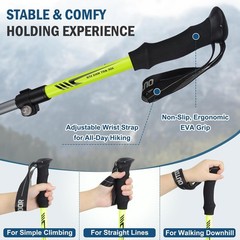 Collapsible Trekking Poles Hiking Lightweight Folding Hiking Poles W/ Flip Lock
