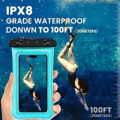 2 Pack Waterproof Floating Phone Pouch IPX8 Floatable Waterproof Blue+Black