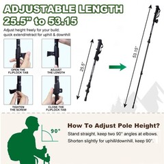 2X Walking Trekking Poles Hiking Sticks Adjustable Alpenstock for Women & Men