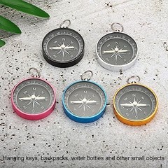Pocket Compass, Survival Sports Navigation Compass with Key Ring White,Black