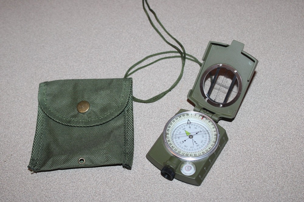 Military Lensatic Prismatic Compass with Pouch Hiking Scout Army Geology Camping
