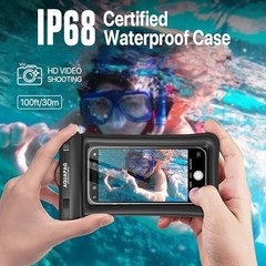 IP68 Waterproof Phone Pouch 2 Pack-Up to 7.0″，Adjustable Black Green 2 Pack