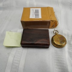 Marine Art Handicrafts Brass Pocket Compass W Wood Case Box Nautical Decor Gift