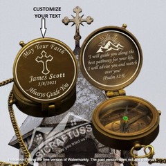 Personalized Holy Communion Baptism Gift – Engraved Pocket Brass Compass Gift