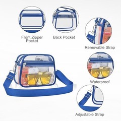 Clear Bag for Stadium Events Clear Sports Fan Handbags Purses with Large Blue