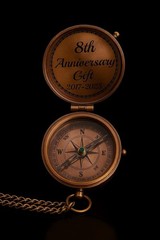 Personalized Brass Compass with Engraved Love Message | 8th for Husband or Wife