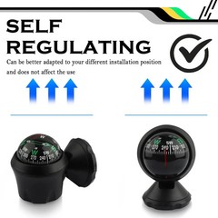 Share Compass for Car with Bottom Stick Car Compass Ball,Adjustible and Night Vi