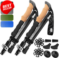 Foldable Hiking Poles Adjustable Lightweight Aluminum Cork EVA Grips – US