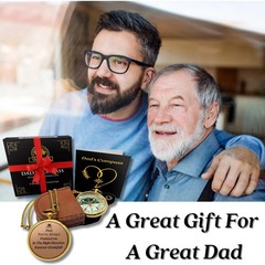 Oaki Way Dad’s Compass – Sentimental Pocket Compass with Chain & Leather Case