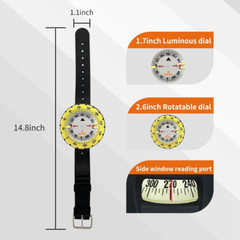 Wrist Diving Compass Waterproof Underwater Navigation Strap Side Reader Yellow