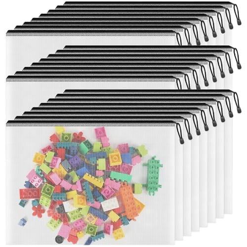 A3 Mesh Zipper Pouch, 24 Pack 17.4″ x 12.4″ Large Zipper A3-17.4×12.4in Black