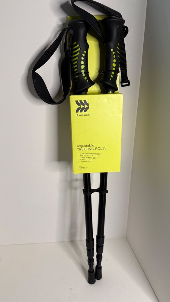 Trekking Poles Hiking by All In Motion Adjustable Aluminum Black New In Box NWT