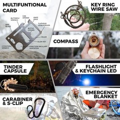 Sirius Survival 15in1 Hiking Kit – Emergency Tools & Kit for Survival Situations