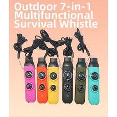 7 in 1 Survival Whistle with For Compass LED Light Magnifier for Outdoor Travel