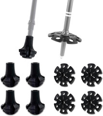 Trekking Pole Tips and Snow Baskets Kit (8-Piece Set) – 4 Heavy Duty 10Mm Rubber