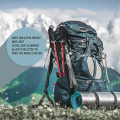 Aluminum Trekking Poles – Quick Adjustable Locks, Comfort Handle, Padded Strap,