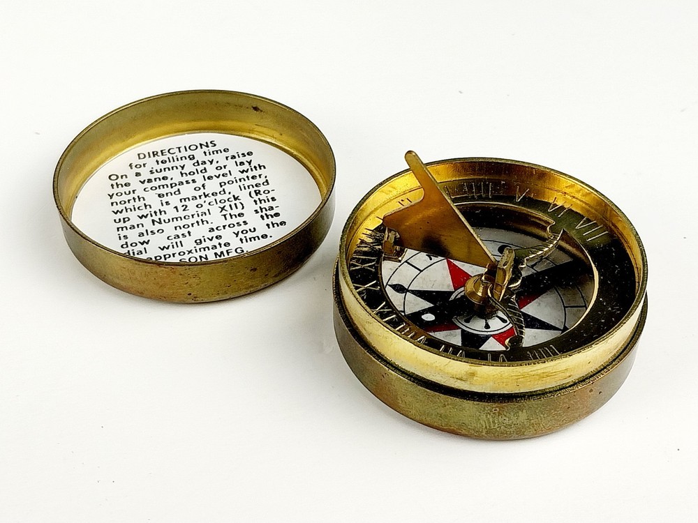 Vintage Son Mfg. Co. New York USA Brass Cased Navigational ‘SUN’ Pocket Compass
