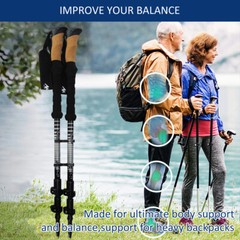2Pack Trekking Walking Hiking Sticks Poles Adjustable Alpenstock Anti-shock Cane