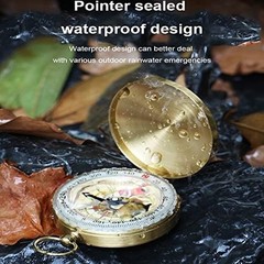 Camping Survival Compass for Hiking,Small Golden Pocket Compass for Kids,Glow in