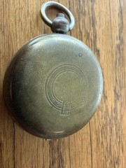 Vintage British Brass Compass 1930s Worn Silver Plated 1.5”