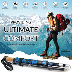 Hiking Poles Collapsible Lightweight & Adjustable – Quick Lock Foldable Trekking