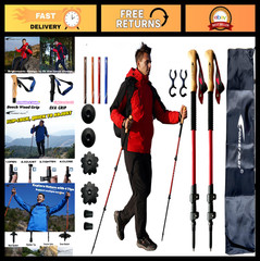 Lightweight Aluminum Trekking Poles – Flip Lock, All Terrain, EVA Grip – 2 Pack