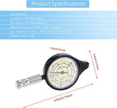 Measurer, Outdoor Map Measurer Distance Caculator, Metal Wheel, Map Measuring fo