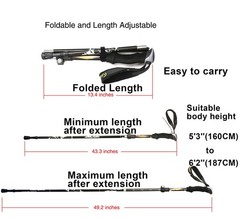 Aluminum Collapsible Ultralight Travel Trekking Hiking Pole for Men and Women…