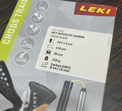 LEKI MCT Cross Trail Superlite Carbon Fiber Trekking Poles 110cm Push Button
