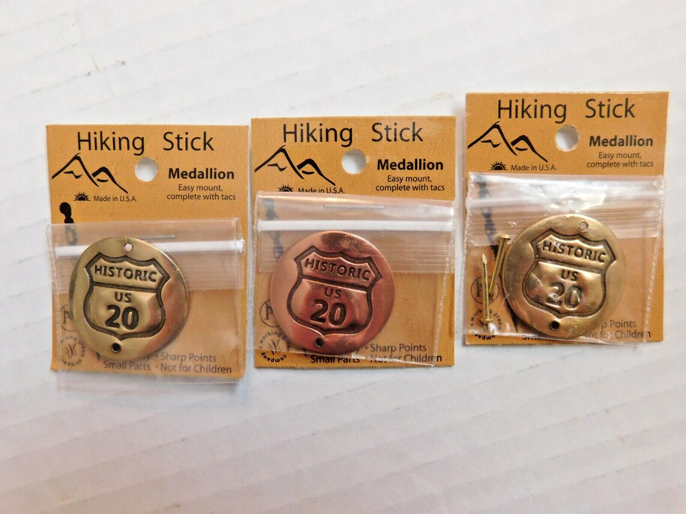 Hiking Stick Medallions HISTORIC US 20 Lot of 3 NEW