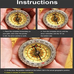Camping Survival Compass for Hiking,Small Golden Pocket Compass for Kids,Glow…