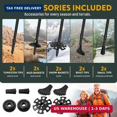 Premium Foldable Hiking Poles by USA Brand – Adjustable, Lightweight Trekking Po